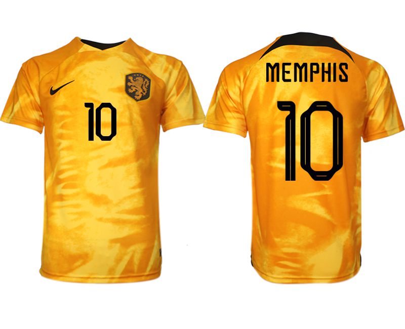 Cheap Men 2022 World Cup National Team Netherlands home aaa version yellow 10 Soccer Jerseys